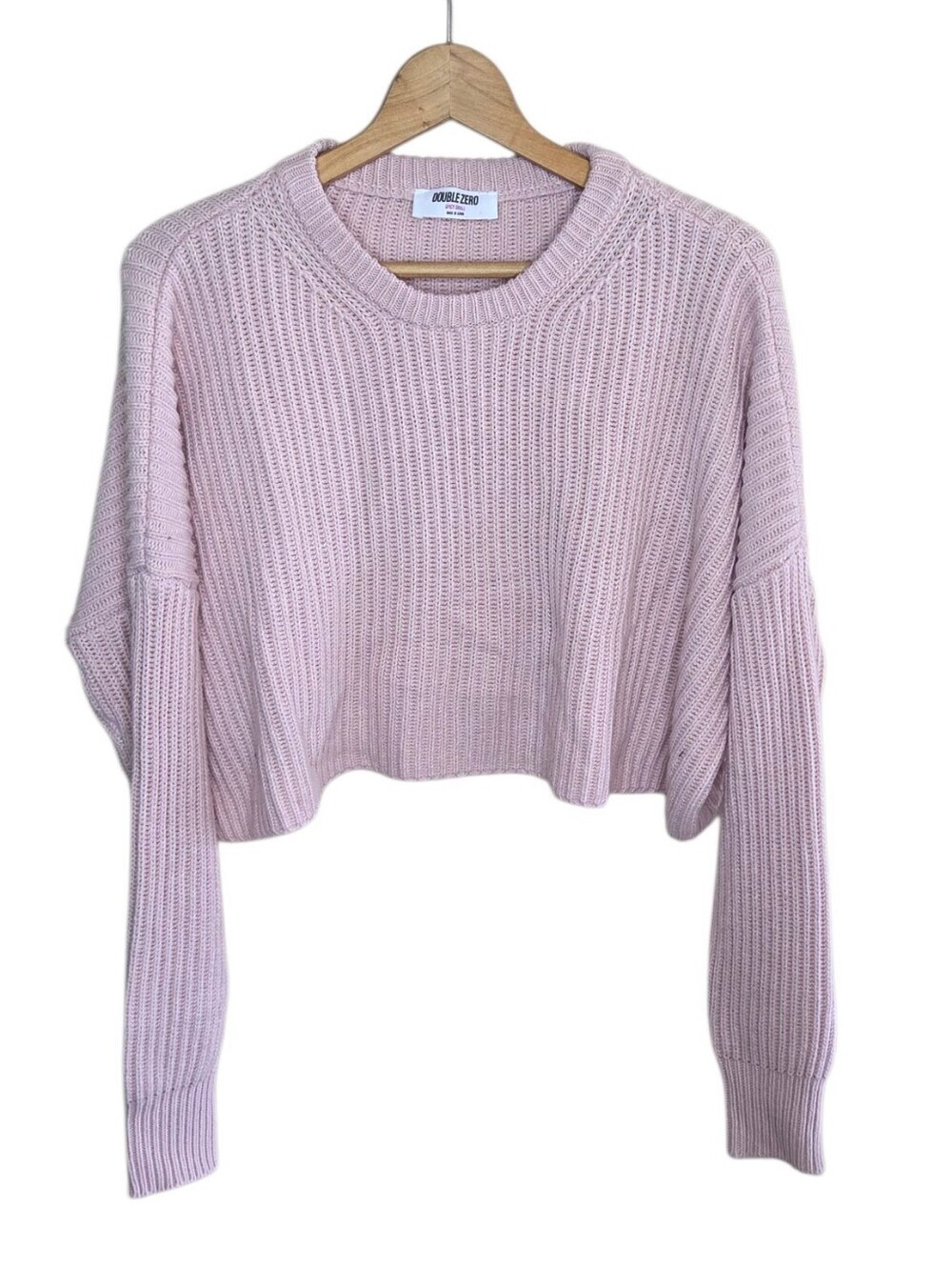 Double Zero Light Pink Ribbed Cropped Sweater Size Small Casual Girly Going Out